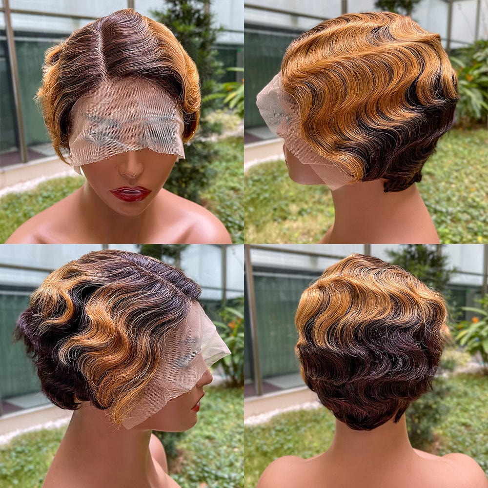 8 Inches / 1 T Part Lace Front Human Hair Wig 13x1 Lace Frontal Wigs  HD Transparent Lcae Colored Wig Remy With Baby Hair