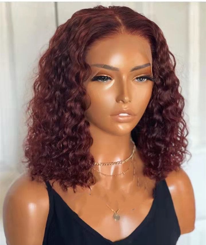 8 Inches / 130% Density 13*4 Lace Front Wig6 High 250% Density Chestnut Brown Color Kinky Curly Short Bob Wig Pre plucked Invisible Knots Real Raw Human Hair Lace Front Wigs