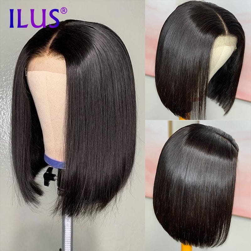 8 Inches / 13x4 Lace Front Wig 075# Bob Wigs Human Hair HD Transparent Lace Frontal Wigs Black Color Straight Short Bob Wig Brazilian Human Hair For Black Women 150