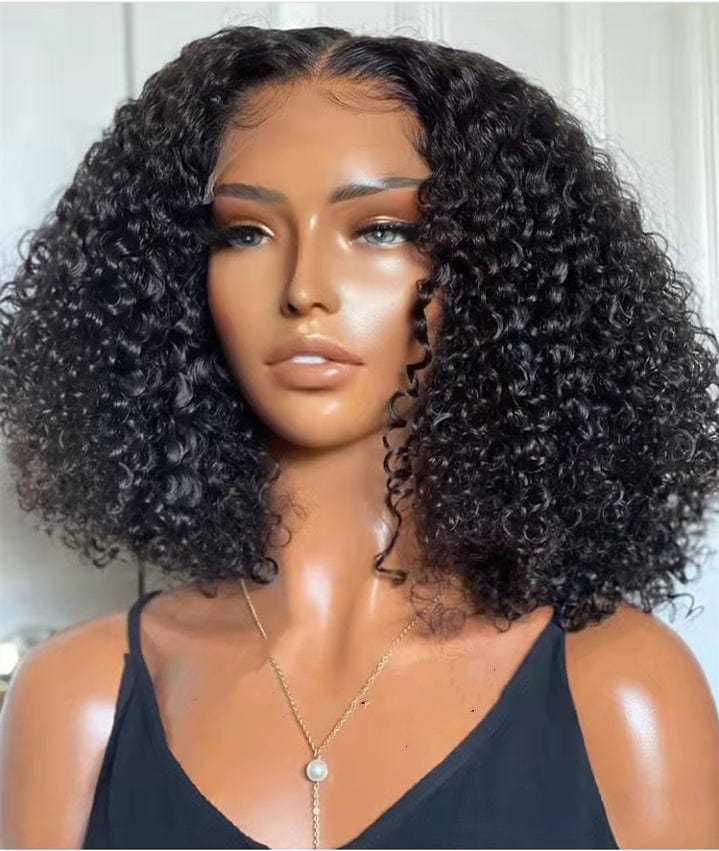8 Inches / 150% Density 13*4 Lace Front Wig4 High 250% Density Chestnut Brown Color Kinky Curly Short Bob Wig Pre plucked Invisible Knots Real Raw Human Hair Lace Front Wigs