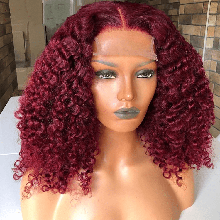 8 Inches / 5 Drop Shipping Ocean Body Wave Ombre 99J Burgundy Color Virgin Brazilian Cuticle Aligned Hair Lace Front Wigs