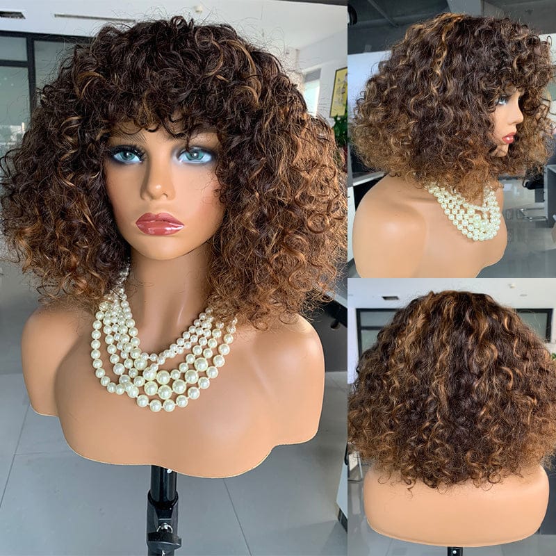 8 Inches / 99J Color Wholesale Cheap Raw Indian Virgin NaturalCurly Human Hair Hd Full Lace Frontal Wig Natural Human Hair Transparent Lace Front Wig