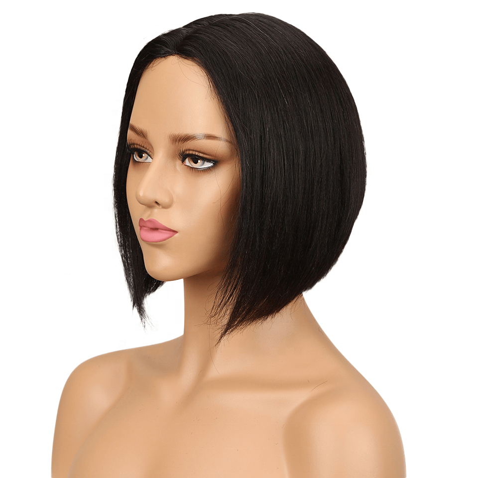 8 Inches / black Sleek Straight Short Bob Wigs Hot Sell Best Human Hair Wigs Middle Part Brazilian Remy Hair HD Lace Front Wigs Human Hair