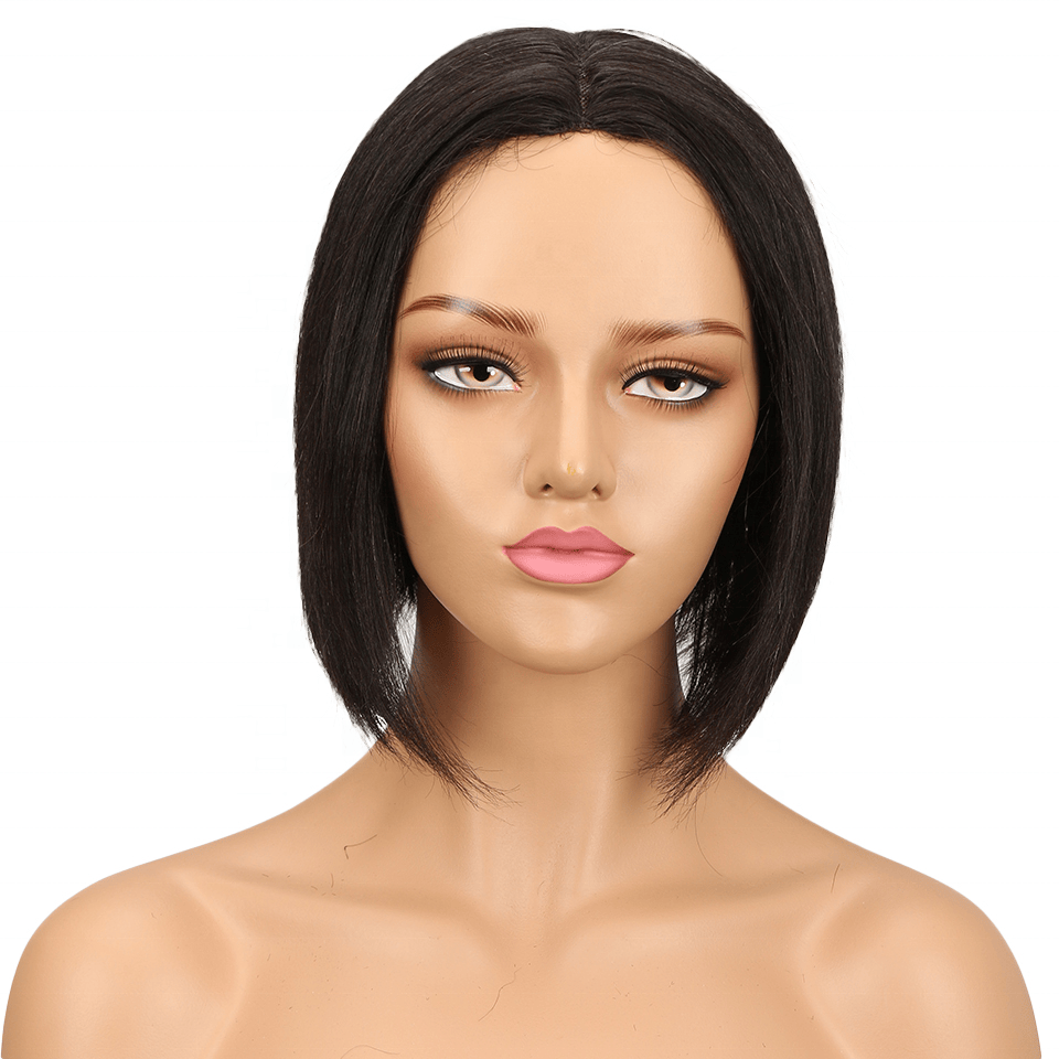 8 Inches / black Sleek Straight Short Bob Wigs Hot Sell Best Human Hair Wigs Middle Part Brazilian Remy Hair HD Lace Front Wigs Human Hair