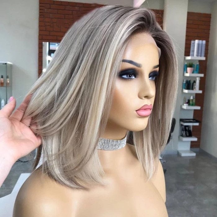 8 Inches / Color 1 Qingdao Wig Factory Special Deals Platinum Blonde Color Straight Bob Cuticle Aligned HD Lace Front Wigs