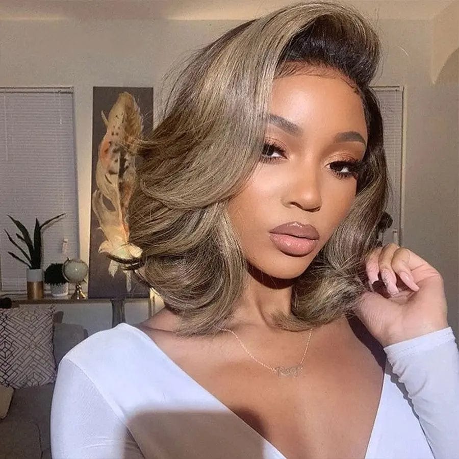 8 Inches / Color 2 Pre Plucked 1B/27 Color Wavy Wigs Unprocessed Brazilian Hair Full Lace Front Wigs for Black Women