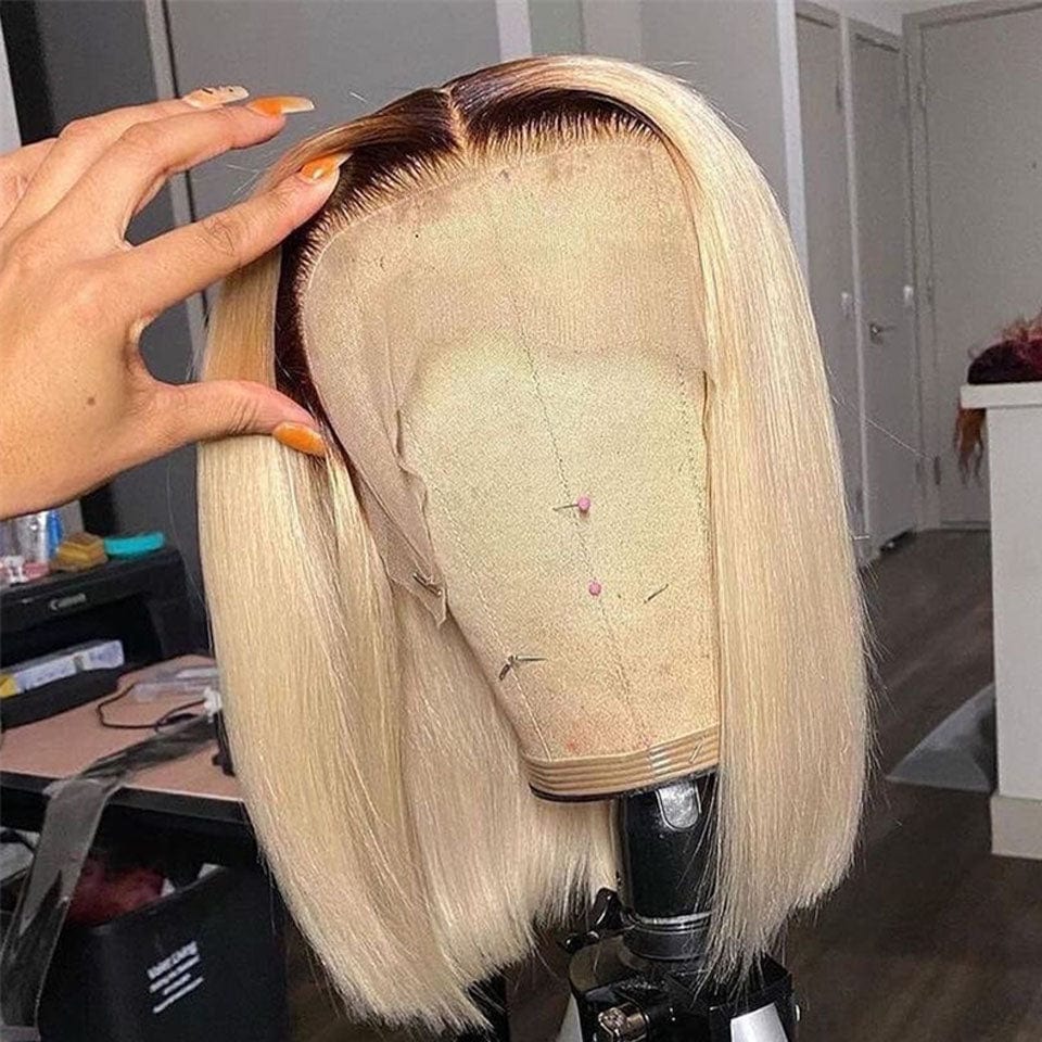 8 Inches / Color 2 Wholesale Short Bob Wigs Ginger Black Deep Wave 13*4 Lace Front Human Raw Hair Wigs for Black Women