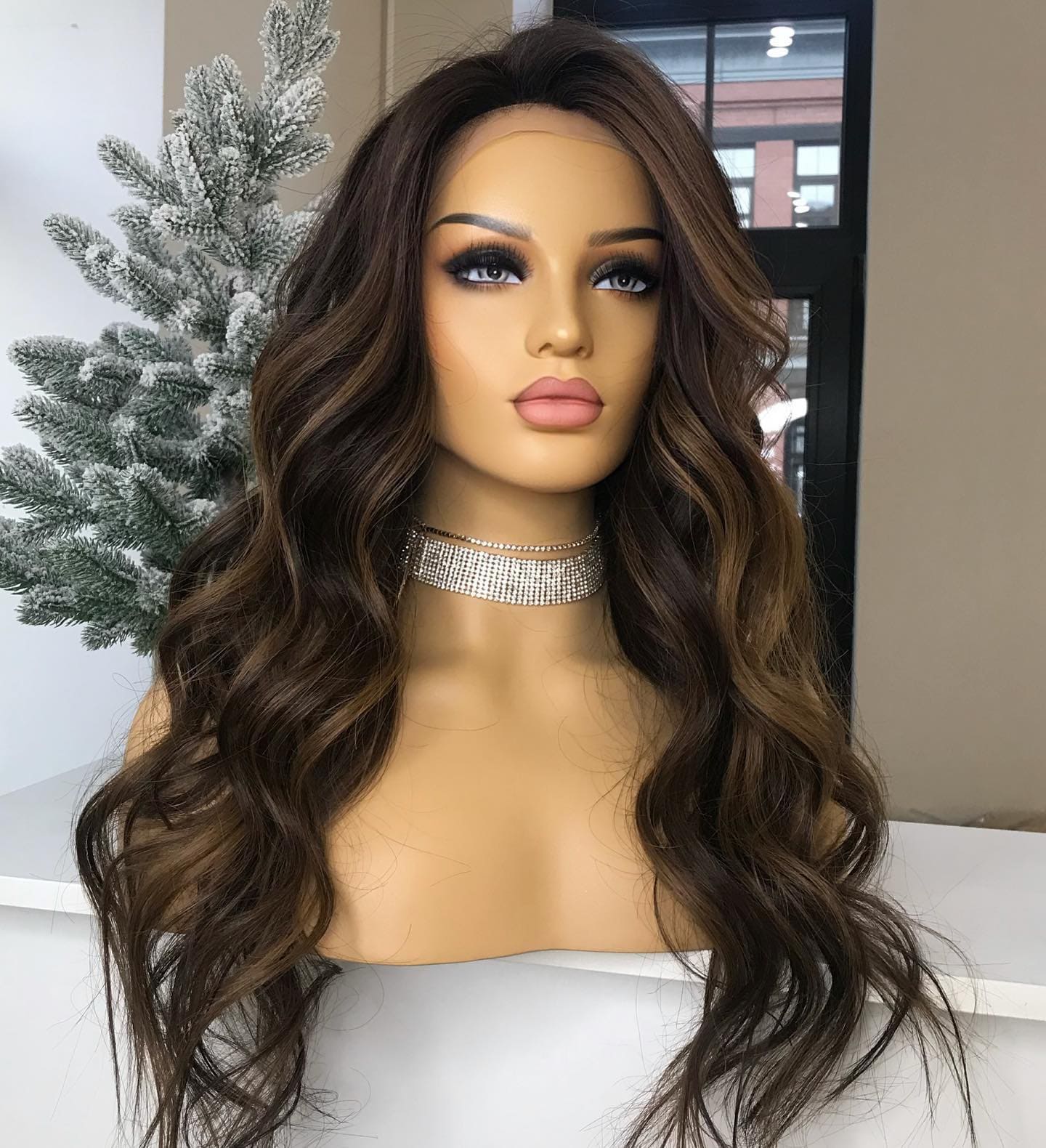 8 Inches / Color 3 Wholesale Highlight Brown Silky Straight Natural Raw Indian Hair 13*4 Lace Front Wigs for Women