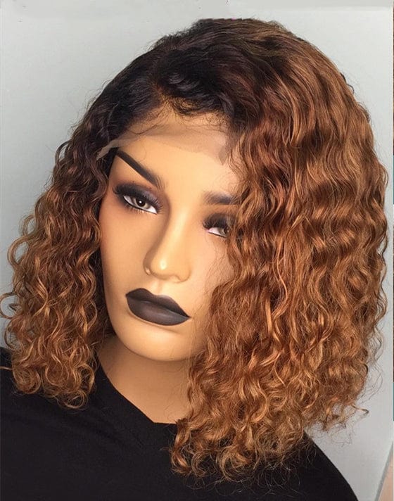 8 Inches / Color 3 Wholesale Short Bob Wigs Ginger Black Deep Wave 13*4 Lace Front Human Raw Hair Wigs for Black Women