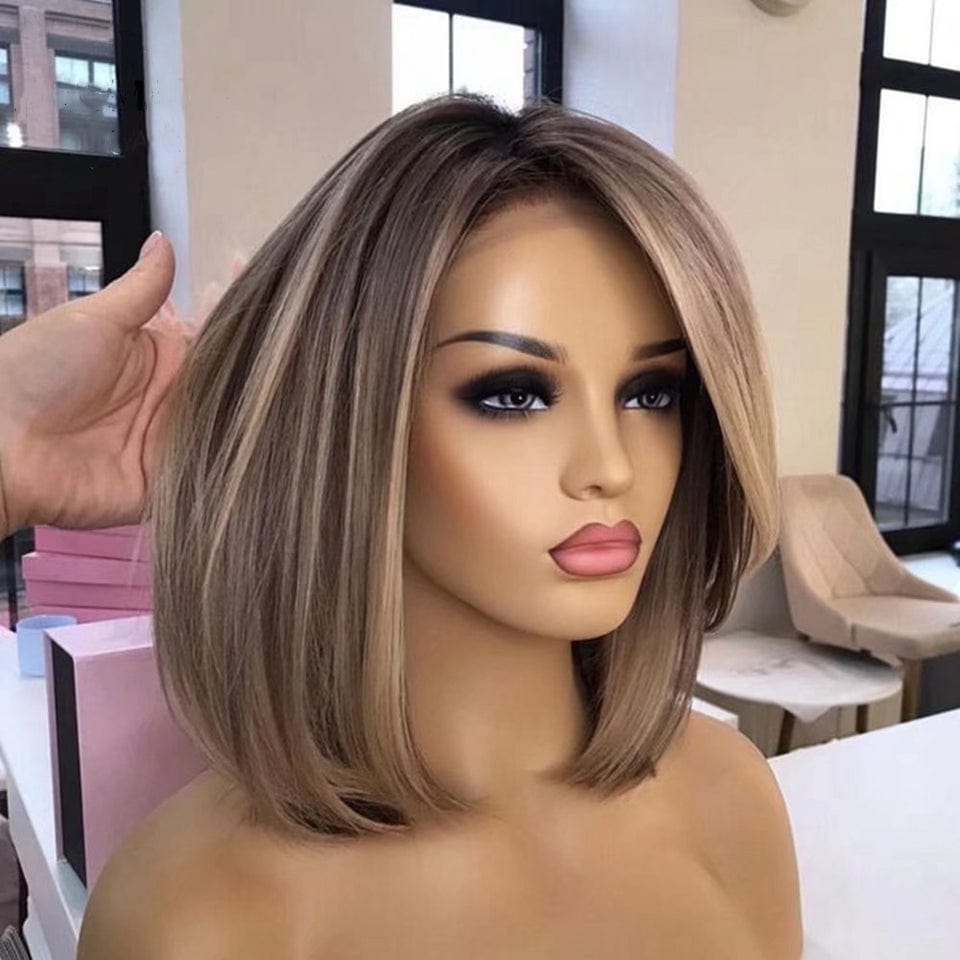 8 Inches / Color 7 Wholesale Short Bob Wigs Ginger Black Deep Wave 13*4 Lace Front Human Raw Hair Wigs for Black Women