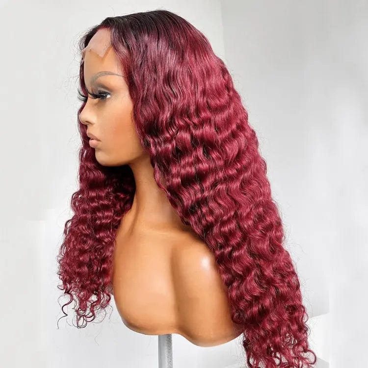 8 Inches / # Color3 Ombre Orange Color Pre Plucked Deep Curly Wig 100% Unprocessed Virgin Hair Cuticle Aligned Lace Front Wigs