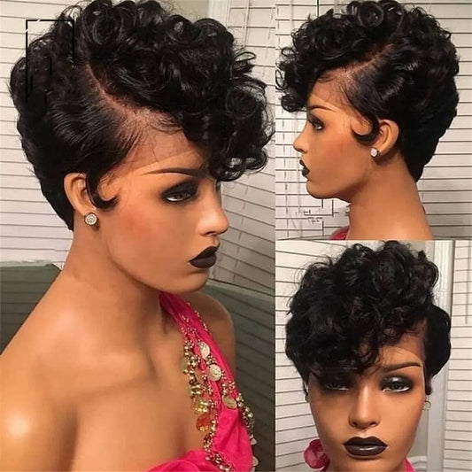 8 Inches / Natural Black Color New Design Ombre #27 Blonde Color Pixie Wave Bob Wig