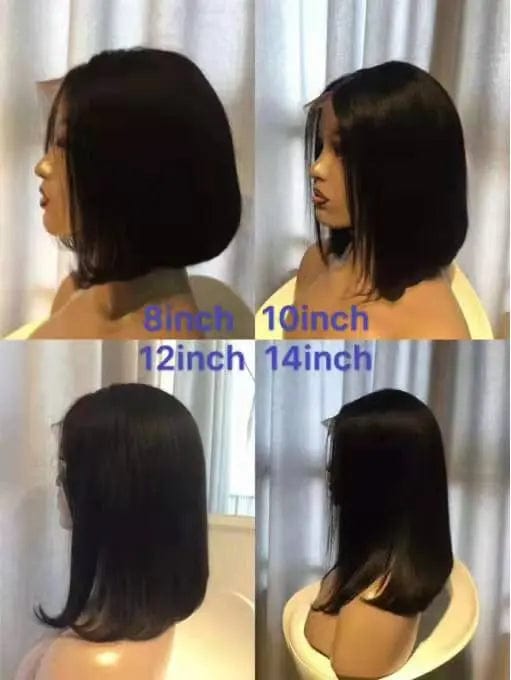 8 Inches / natural color 180%density Brazilian short hd 13*4 lace front bob wigs