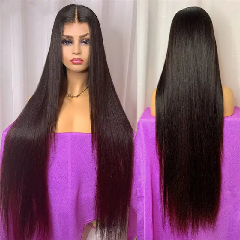 8 Inches / Natural Color Natural Color Long Silky Straight Pre-plucked Virgin Wigs Lace Front Human Hair Wigs