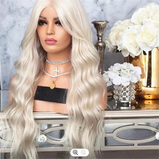8 Inches / Ombre Lightest Blonde Color Ombre Lightest Blonde Color Middle Part Body Wave Brazilian Pre-plucked Human Hair Lace Front Wigs