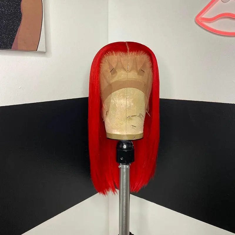8 Inches / Red Color Discount Deal Orange Ginger Bob Full Virgin