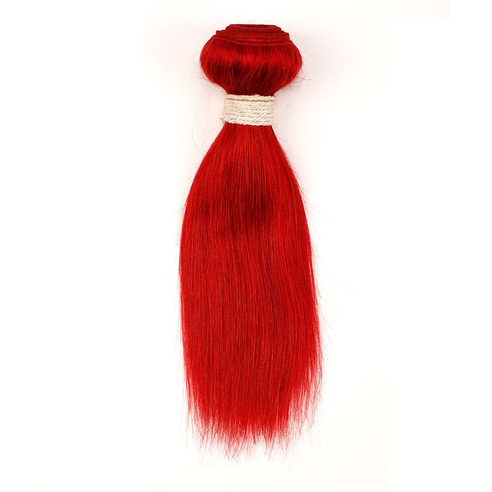8 Inches / S RED Wholesale 8inches to 28inches Human Mink Brazilian Hair bundles Straight Hair Cuticle Aligned machine double weft hair extension