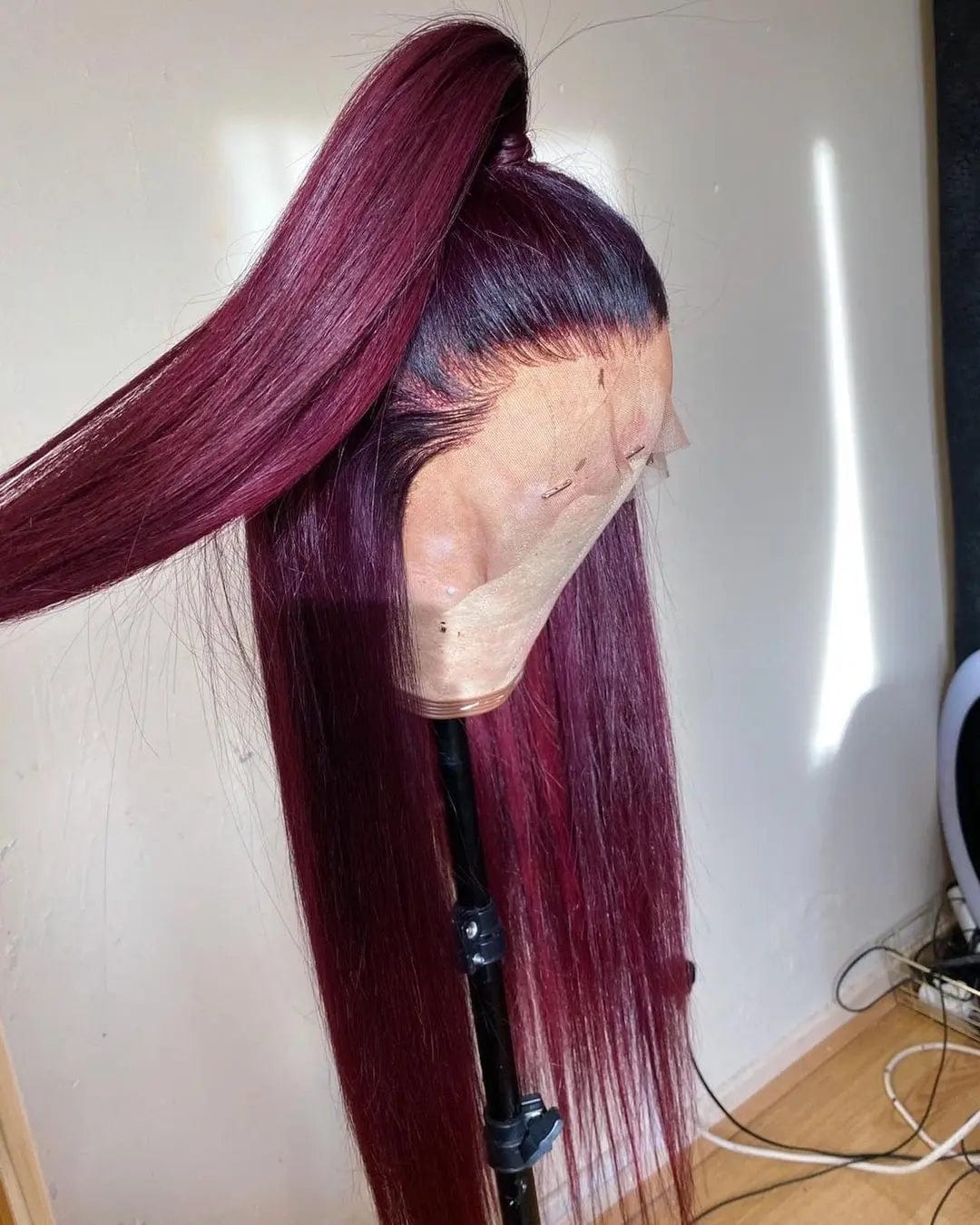 8 Inches / Silky Straight Allure Romance Wavy Wigs Burgundy Color Loose Hair