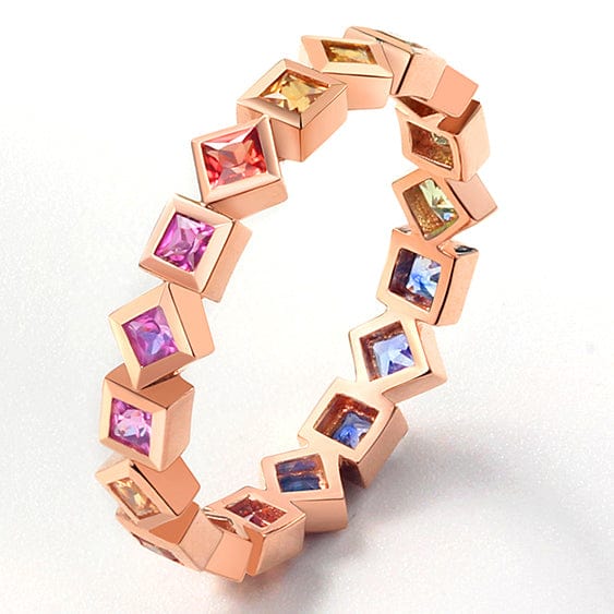 8 / Natural  Sapphire Luxury Elegant jewelry manufacturer custom jewelry Natural Rainbow Sapphire recycled 18kt / Real 18k Gold  Ring