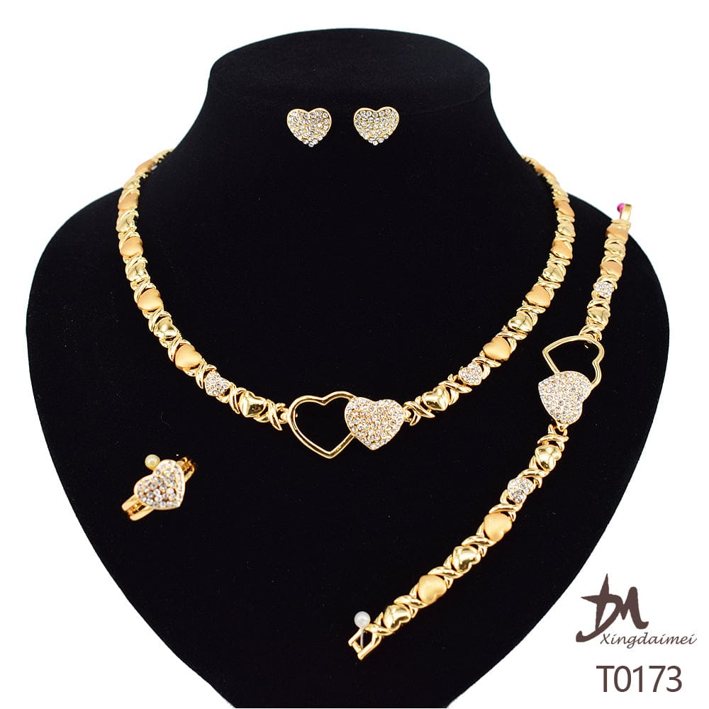 8 / T0173 T0245 High quality gold Plating jewelry women jewelry set 18k gold plating Diamond XOXO jewelry set