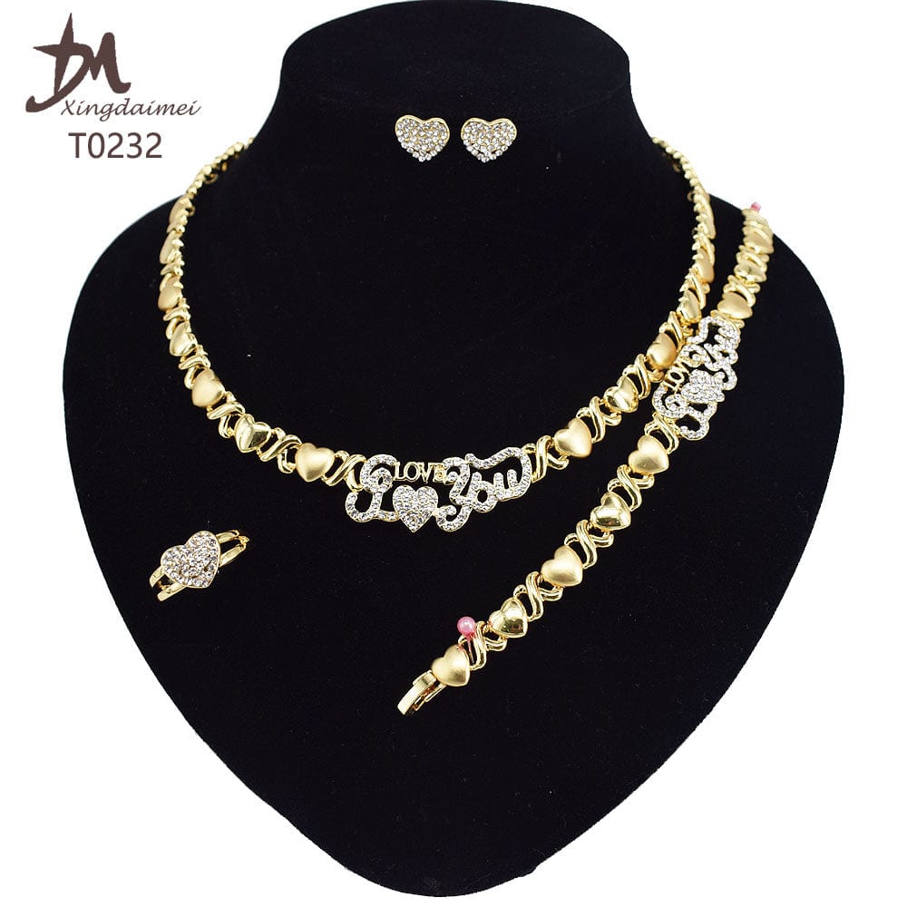 8 / T0232 T0173 african High quality 18k gold XOXO plating jewelry set
