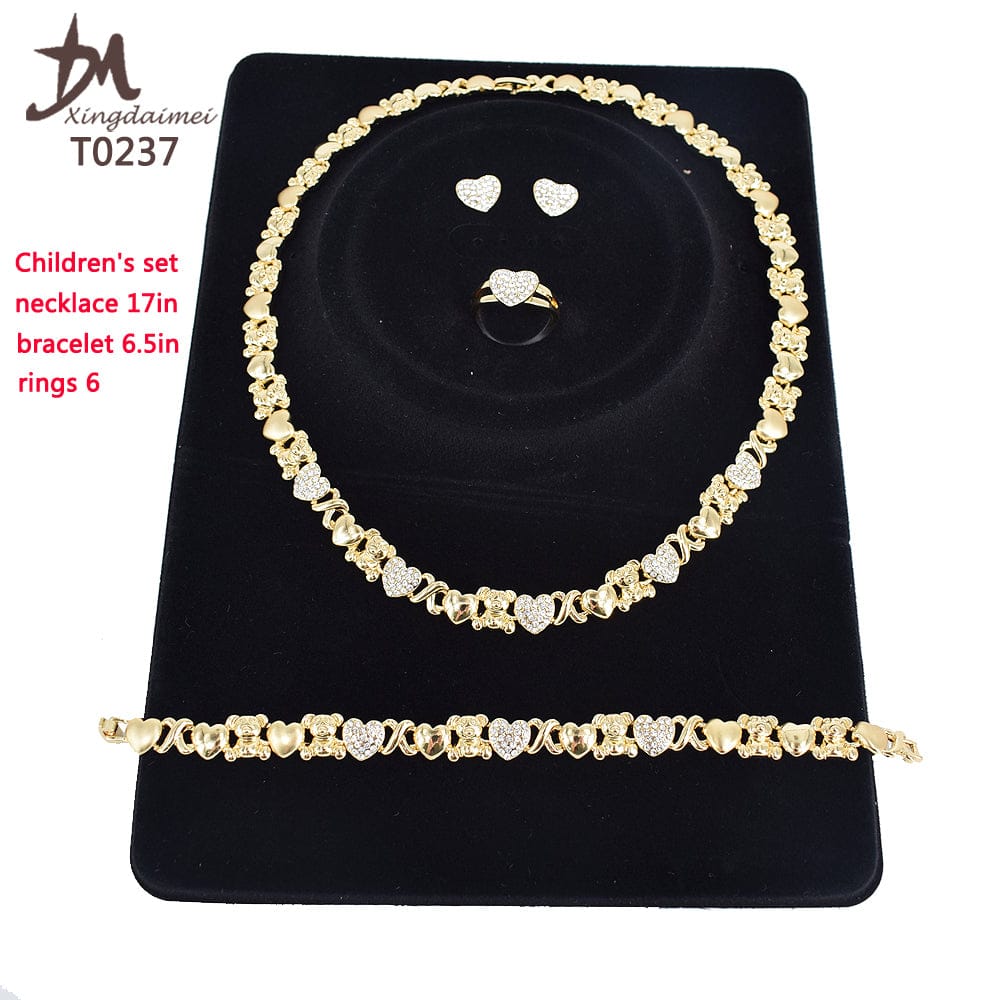 8 / T0238 T0238 High quality 18K gold-plated X teddy bear kids jewelry set