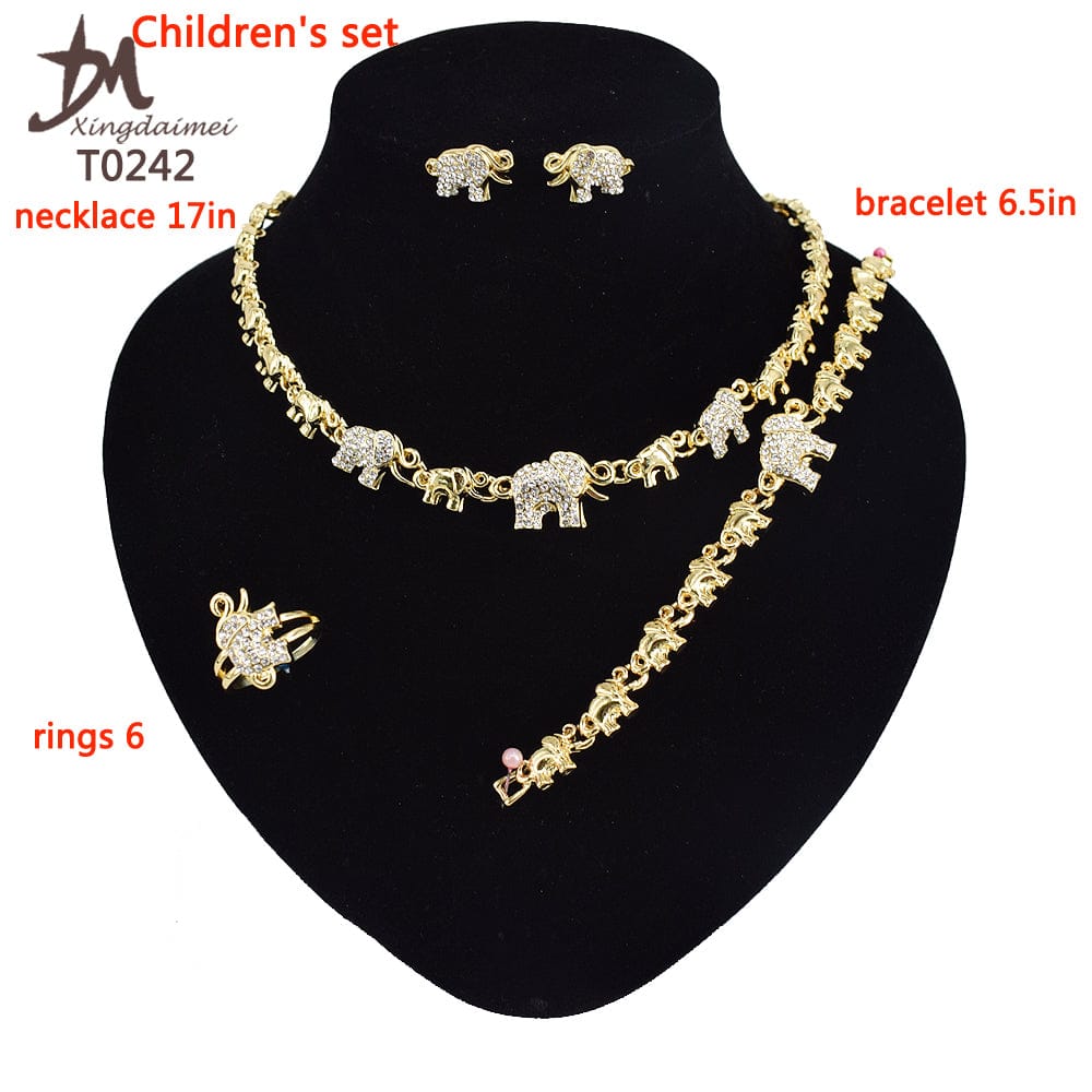 8 / T0242 T0238 High quality 18K gold-plated X teddy bear kids jewelry set