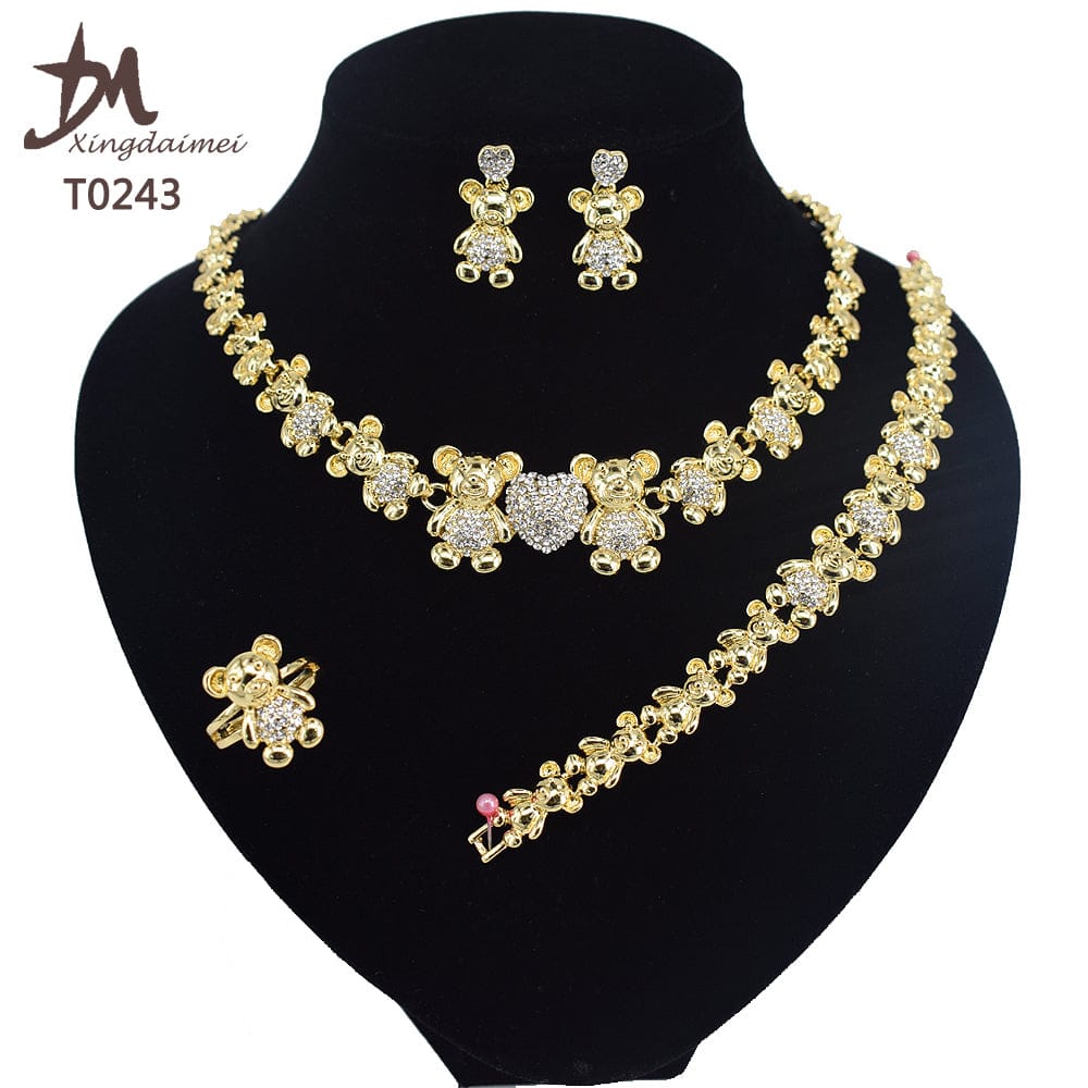8 / T0243 T0245 High quality gold Plating jewelry women jewelry set 18k gold plating Diamond XOXO jewelry set
