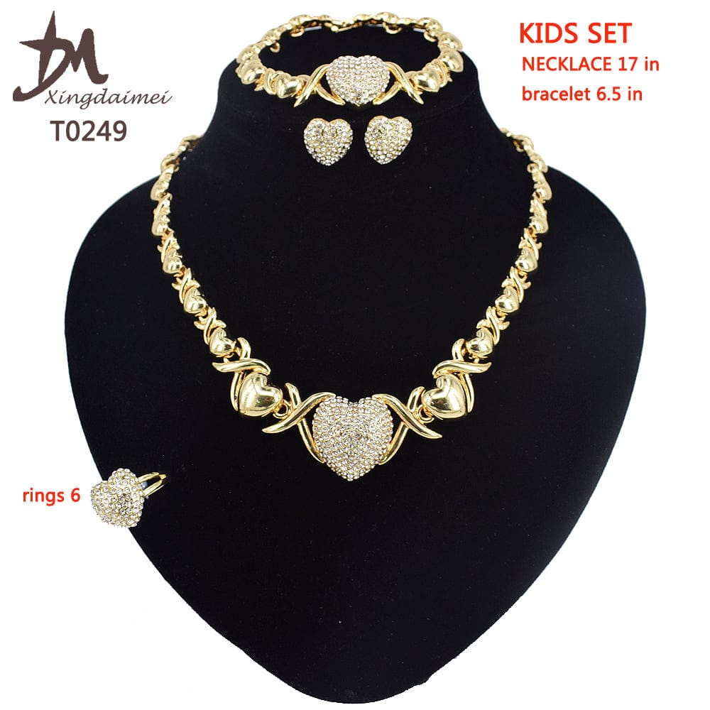 8 / T0249 T0238 High quality 18K gold-plated X teddy bear kids jewelry set
