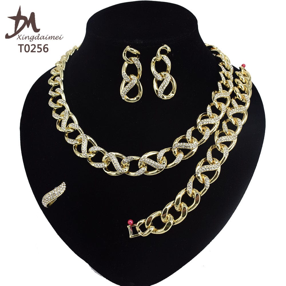 8 / T0256 T0245 High quality gold Plating jewelry women jewelry set 18k gold plating Diamond XOXO jewelry set