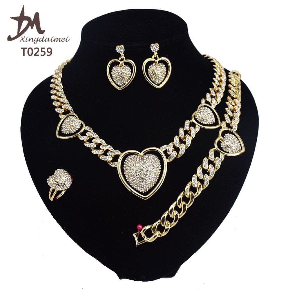 8 / T0259 T0245 High quality gold Plating jewelry women jewelry set 18k gold plating Diamond XOXO jewelry set