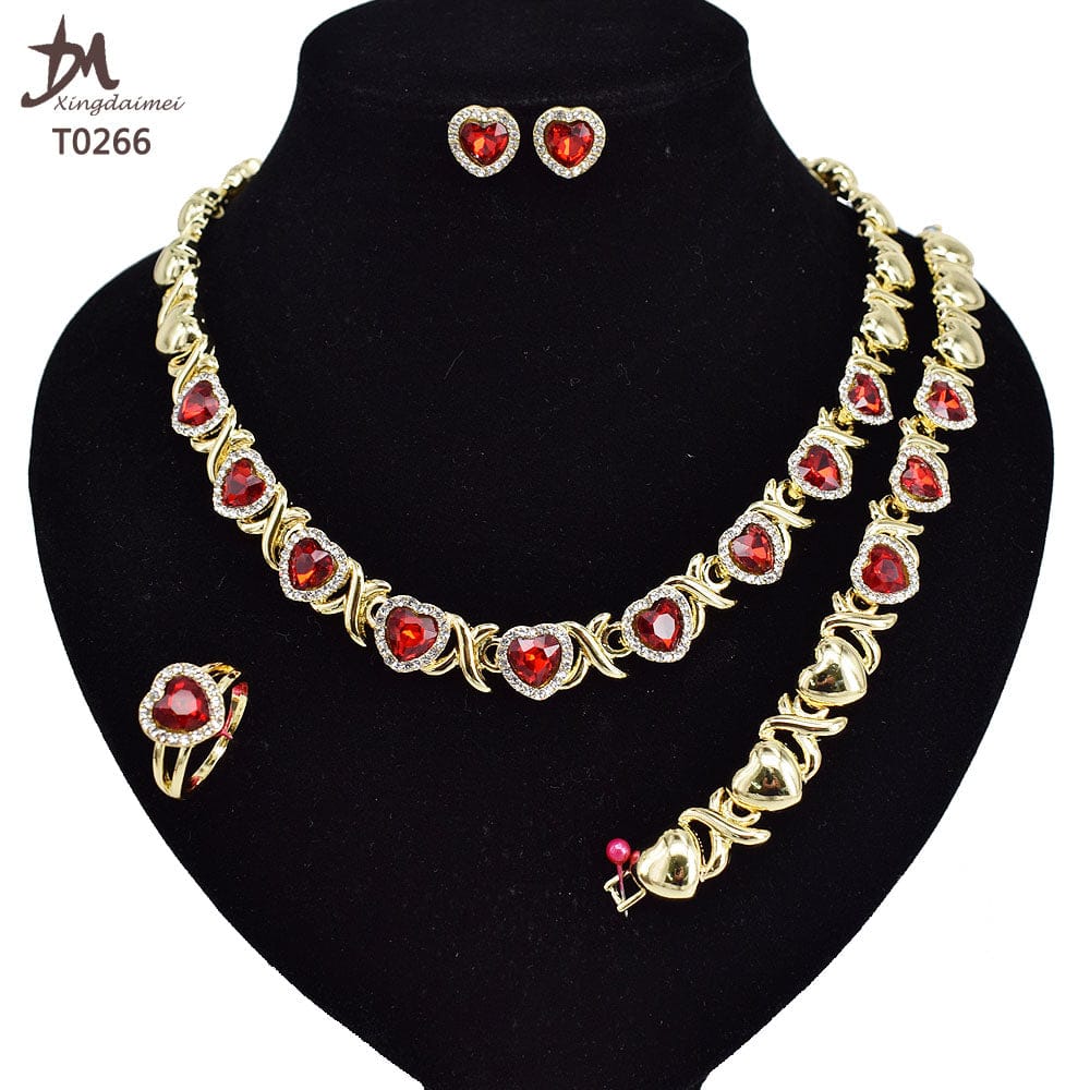 8 / T0266 T0245 High quality gold Plating jewelry women jewelry set 18k gold plating Diamond XOXO jewelry set