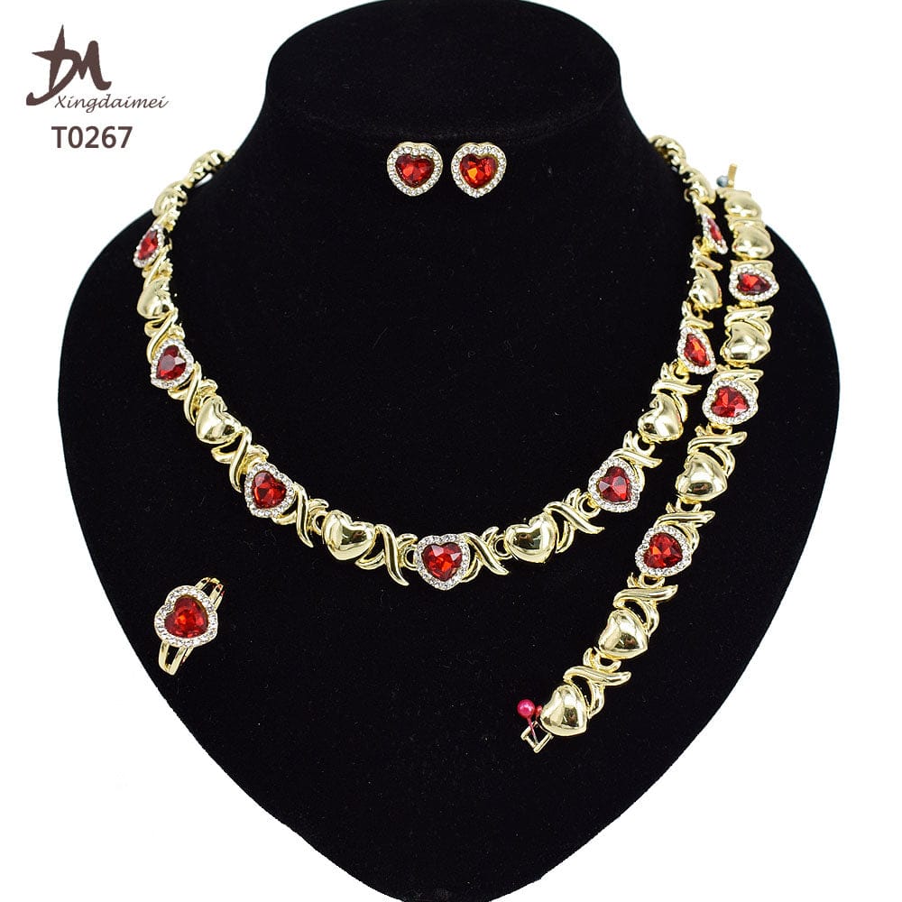 8 / T0267 T0245 High quality gold Plating jewelry women jewelry set 18k gold plating Diamond XOXO jewelry set