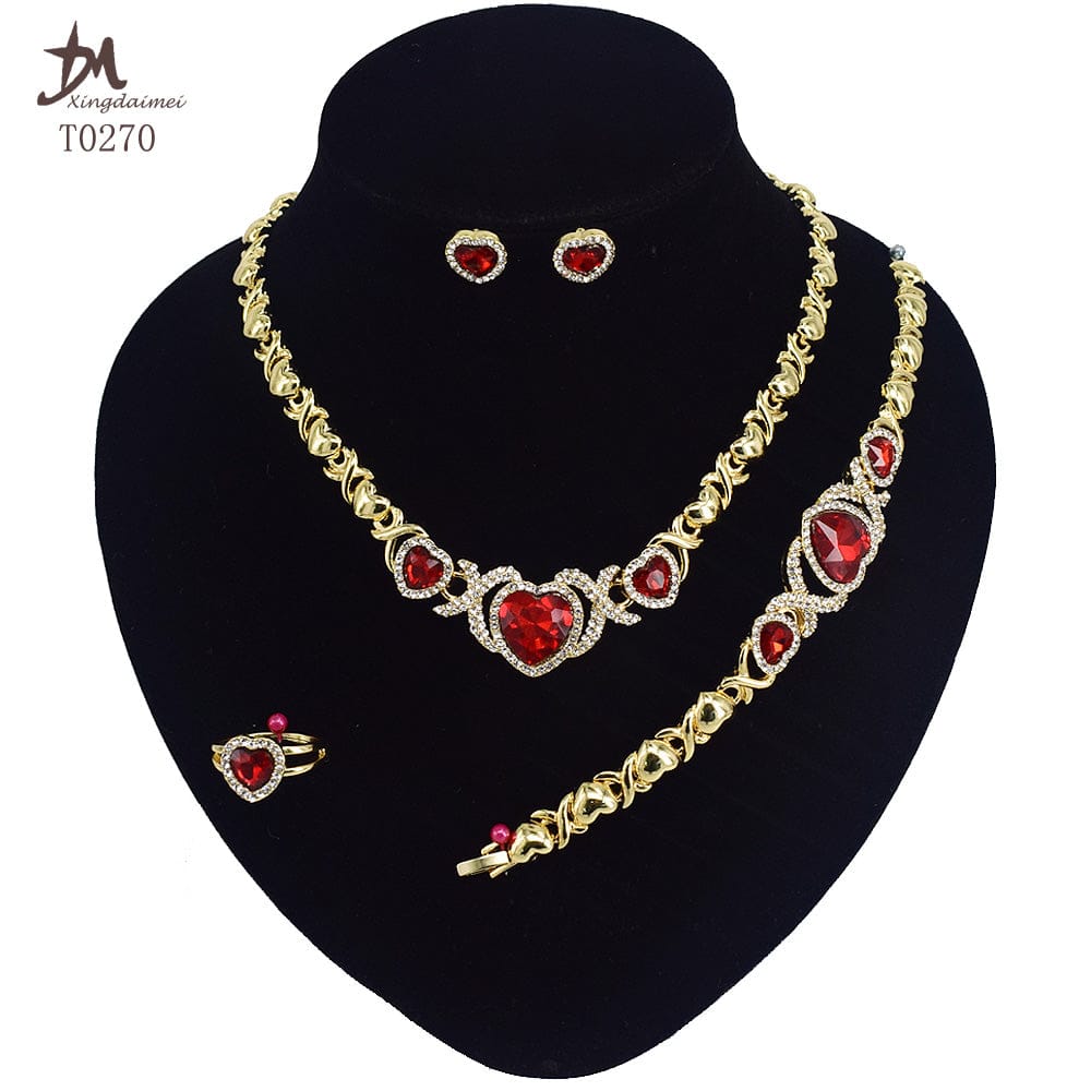 8 / T0270 T0245 High quality gold Plating jewelry women jewelry set 18k gold plating Diamond XOXO jewelry set