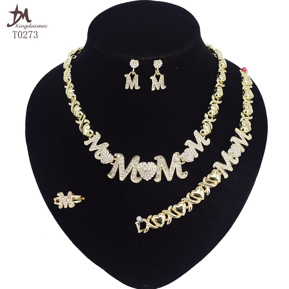 8 / T0273 T0248 Wholesale New Design 18K gold plated X diamond big heart jewelry set