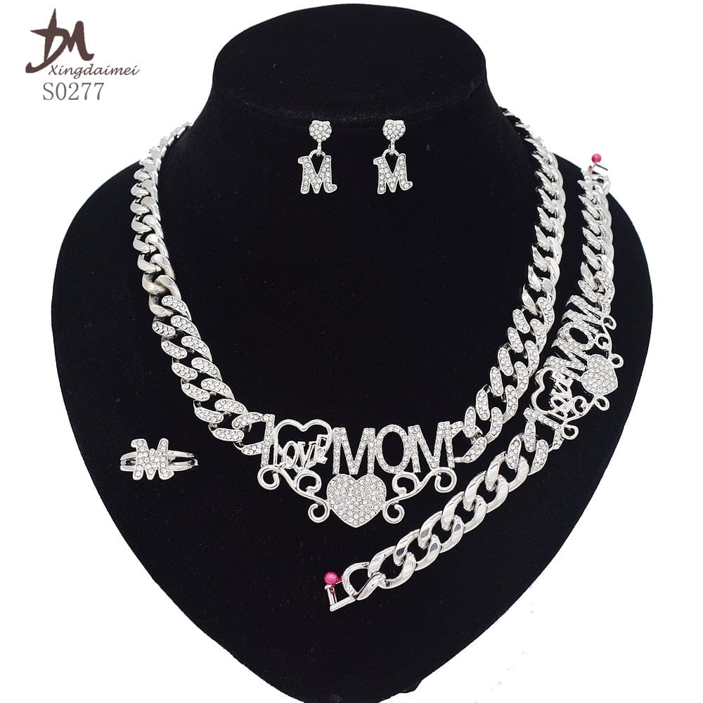 8 / T0277 T0248 Wholesale New Design 18K gold plated X diamond big heart jewelry set