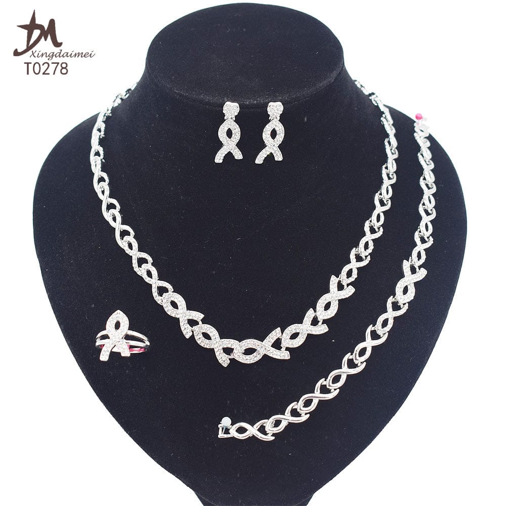 8 / T0278 T0248 Wholesale New Design 18K gold plated X diamond big heart jewelry set