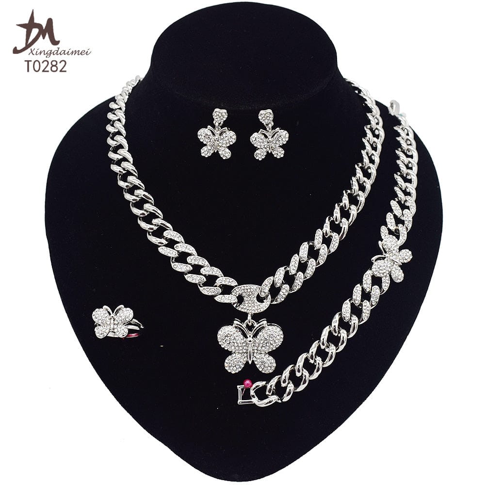8 / T0282 T0248 Wholesale New Design 18K gold plated X diamond big heart jewelry set