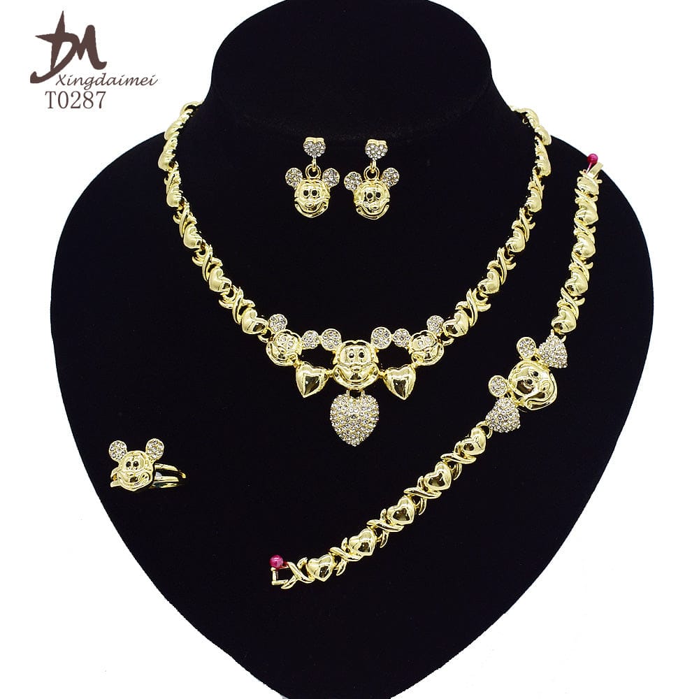 8 / T0287 T0245 High quality gold Plating jewelry women jewelry set 18k gold plating Diamond XOXO jewelry set