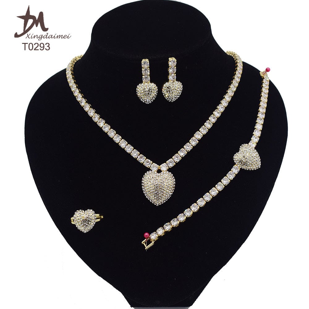 8 / T0293 T0245 High quality gold Plating jewelry women jewelry set 18k gold plating Diamond XOXO jewelry set