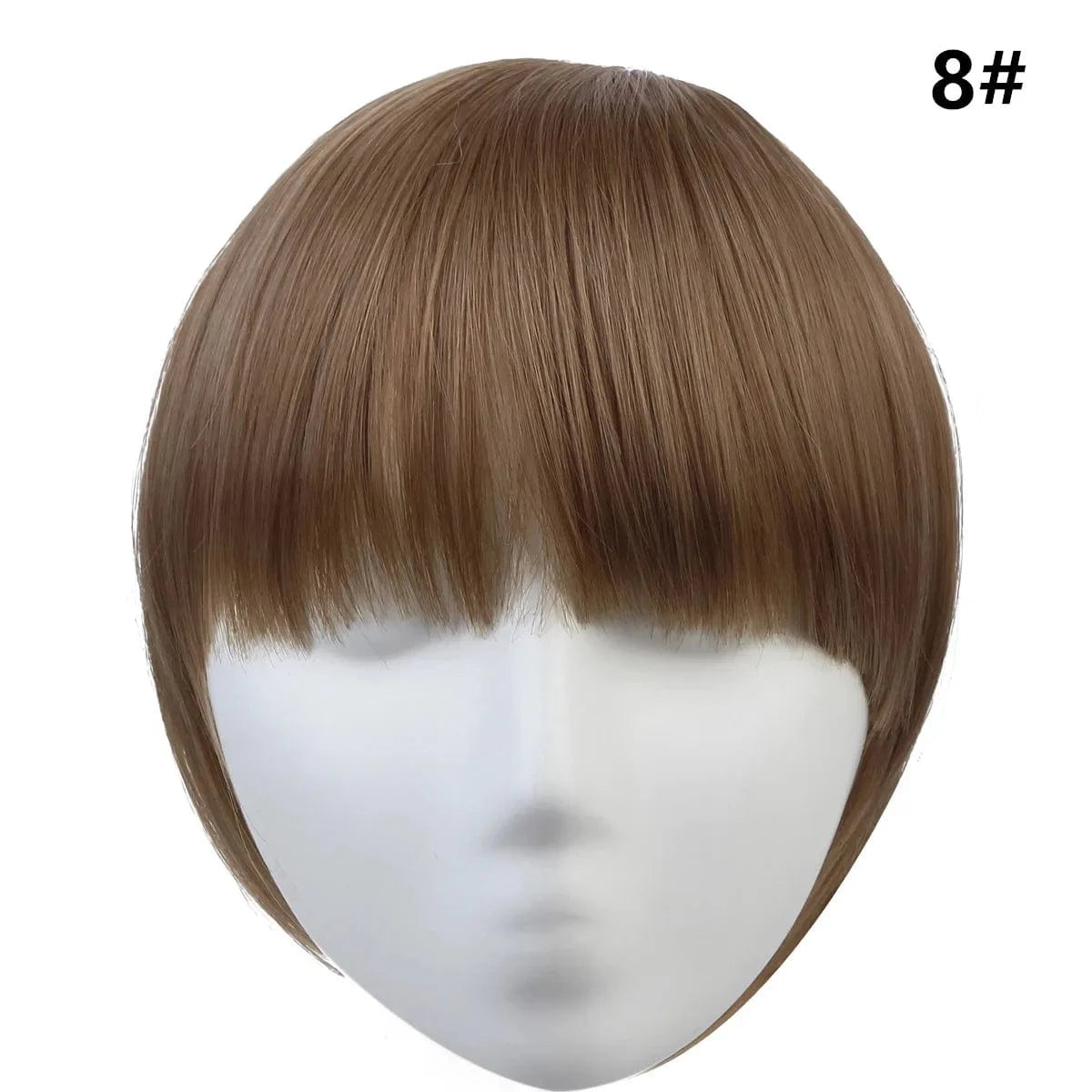 8# Wholesale 8 Inch Short Natural Hairpieces Synthetic Hair Bangs Fringe Straight Thick Neat Blun Front Clip In Bangs Extension