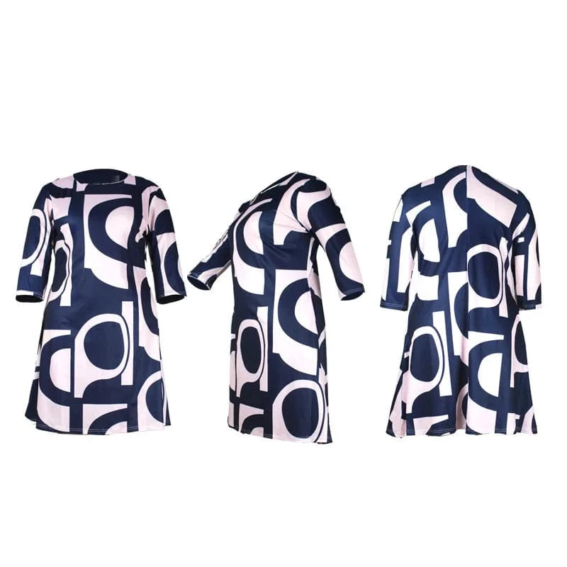 80927-MX23 3 Colors Ethnic Style Office Women Printed Flare and Fit Dresses