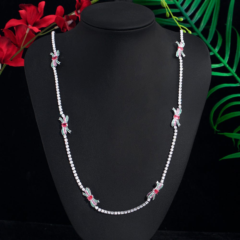 82 cm / DZ0085 Top Shiny Round Cubic Zirconia Stones Long Sweater Chain Link Necklace for Women Engagement Wedding Party Jewelry Gift