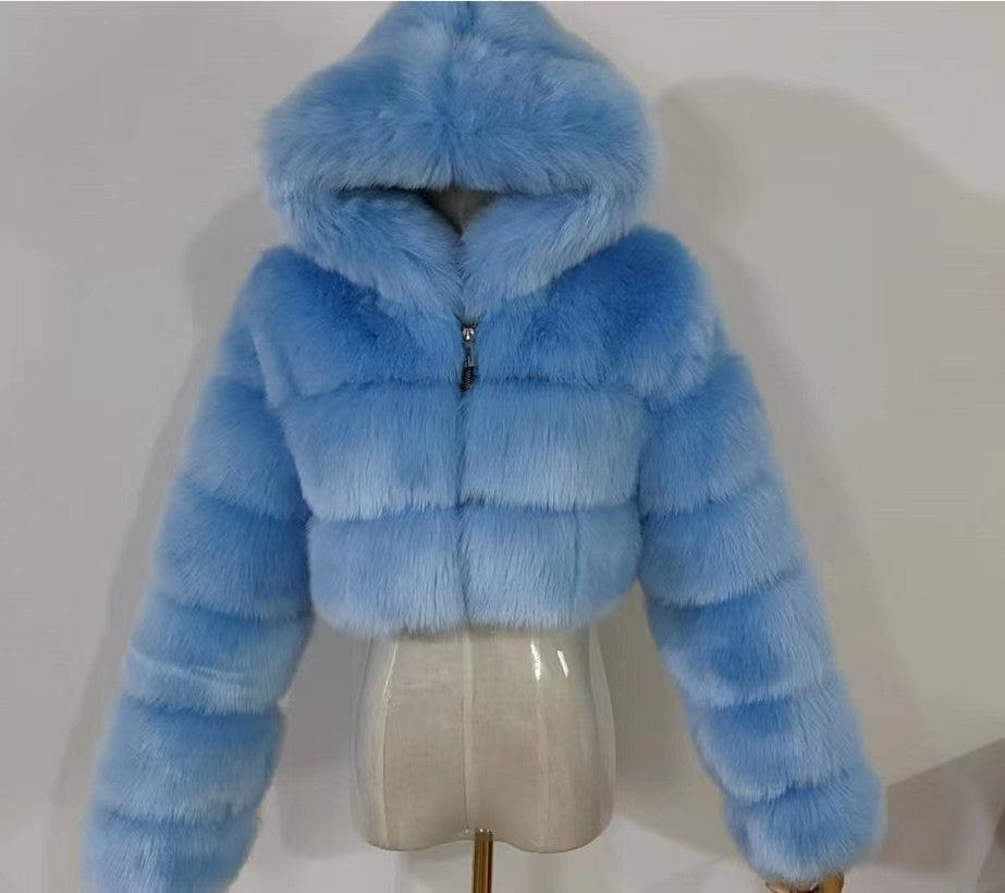 8xl / color5 Cropped  Winter Coat Jacket Women Faux Fox Fur Coat with Hood Fashion Short Style Fake Fur Coat for Lady