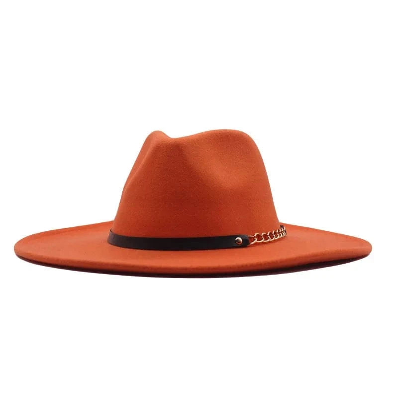 9 fashion sombrero cap hat  multi-color felt women fedora hats wholesale with chain belts