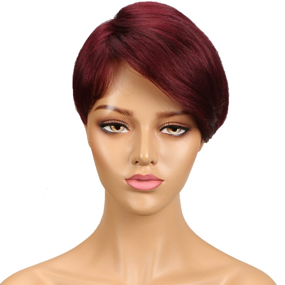 9 inches / 4 Human hair wigs cuticle aligned straight brazilian short silicone cap 10a virgin highlights pink loose curl/wave human hair wig