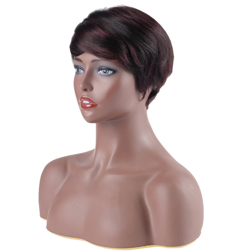 9 inches Brazilian hair pix cut wig sleek wholesale cheap manufacturer made machine Burgundy Short Bob Wig Human hair wigs