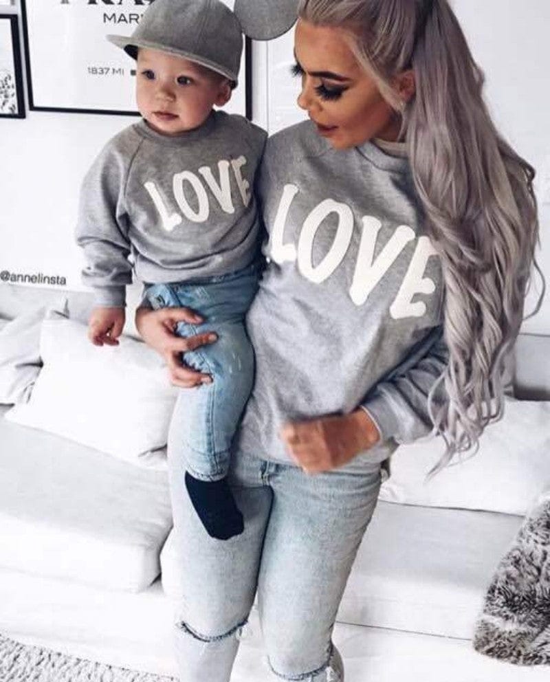 90 / Letter white Family Matching Clothes Mom-child Casual Outfits Long Sleeves Cotton T-shirt Love Letter Printed Family Suites E170711