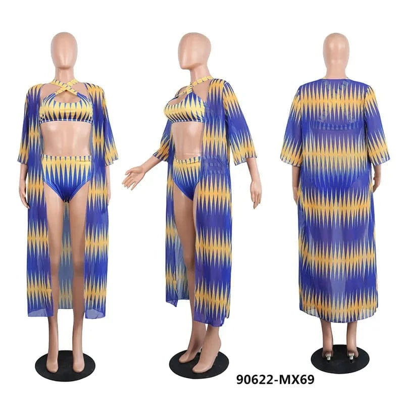 90622-MX69 popular printed womens 3 piece swimsuit new arrival 2019