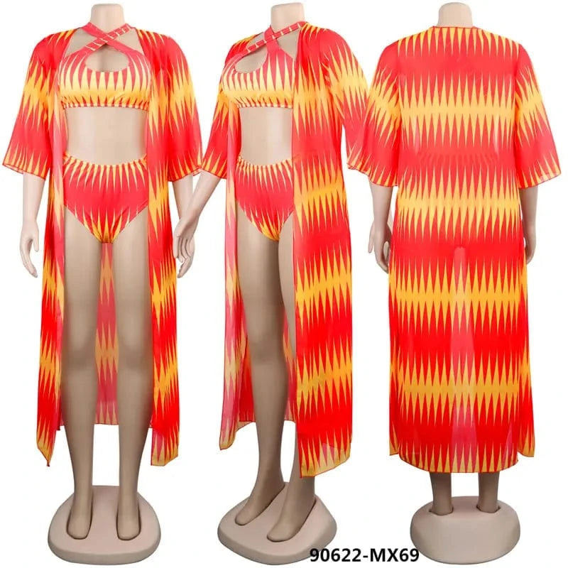 90622-MX69 popular printed womens 3 piece swimsuit new arrival 2019